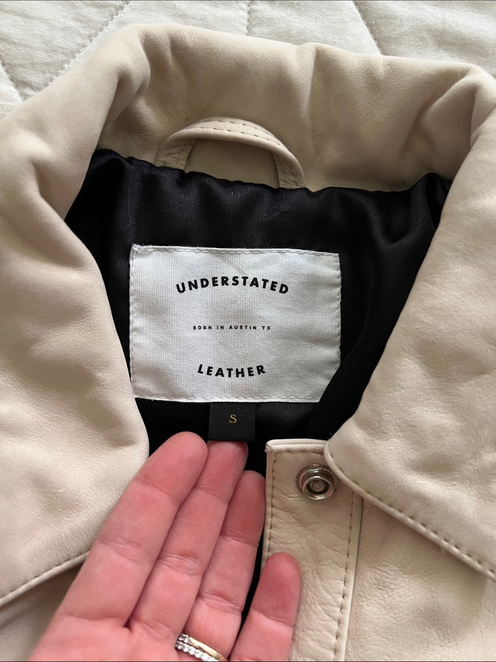 UNDERSTATED LEATHER Mustang Jacket in Marshmellow $495 small - Picture 3 of 16
